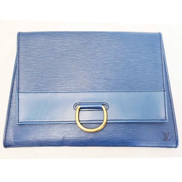 LOUIS VUITTON Womens Epi Jena Clutch Bag Blue Authentic - Picture 13 of 14